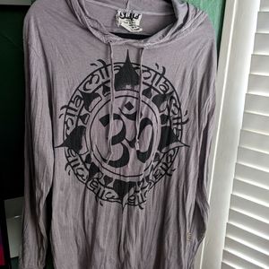 Long sleeve t-shirt OM w/ hood - Gray XL